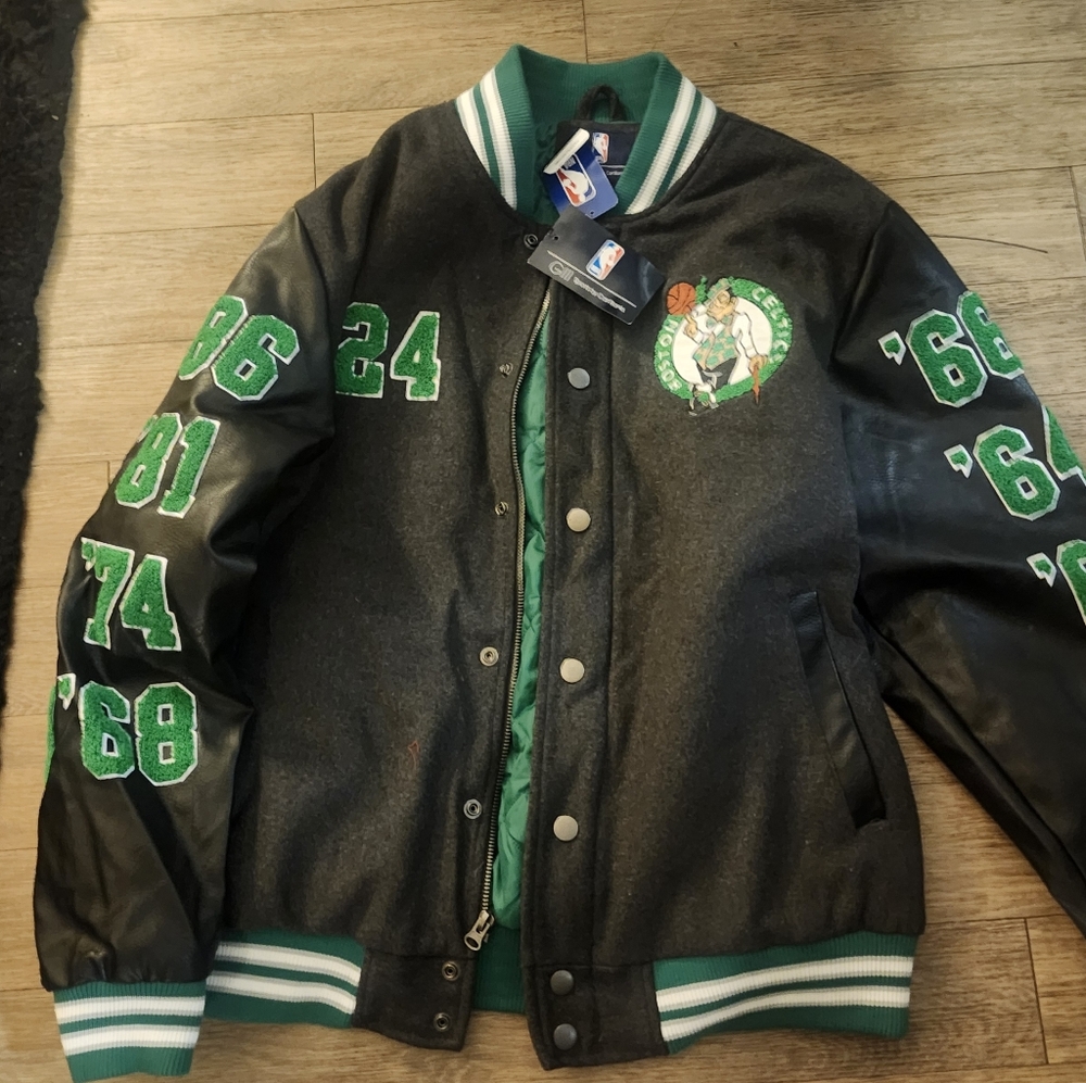 NBA Boston Celtics Black and Green Varsity Jacket